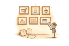 策展人机器人在画廊中审阅 Skill 卡片
