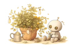 机器人在花园中修剪疯长的技能藤蔓